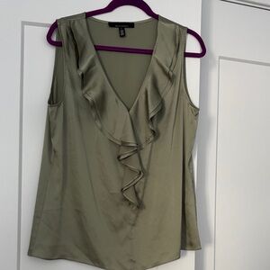 White House Black Market Sleeveless Olive Blouse